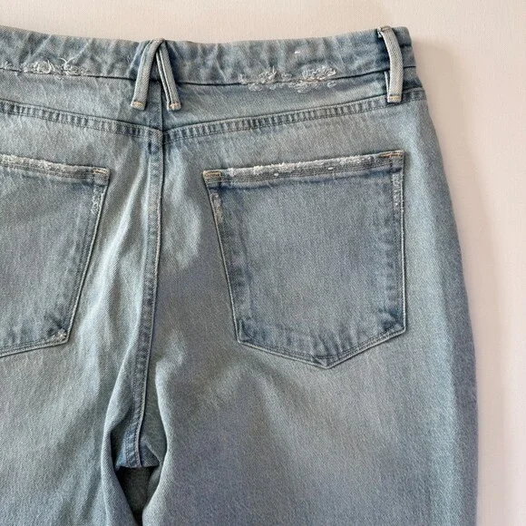 Good American Mom Jeans Women's Sz 10 / 30 High Waist Distressed Light Wash Blue - Picture 13 of 16
